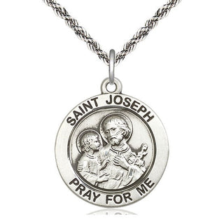 Sterling Silver Saint Joseph Medal Catholic Jewelry Engraved Catholic Saint Jewelry