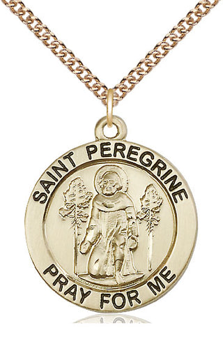 14kt Gold Saint Peregrine Medal Engraved Catholic Saint Jewelry