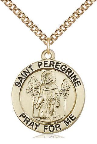 14kt Gold Saint Peregrine Medal Engraved Catholic Saint Jewelry