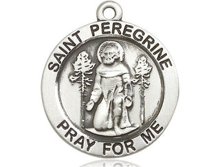 Sterling Silver Saint Peregrine Medal Catholic Jewelry Engraved Catholic Saint Jewelry