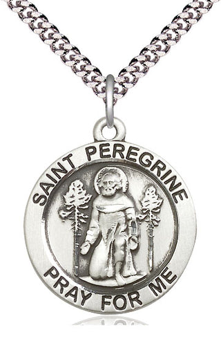 Sterling Silver Saint Peregrine Medal Catholic Jewelry Engraved Catholic Saint Jewelry