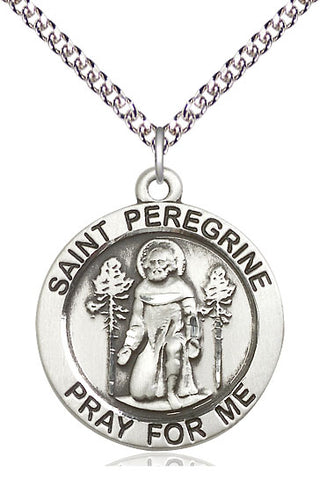 Sterling Silver Saint Peregrine Medal Catholic Jewelry Engraved Catholic Saint Jewelry