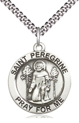 Sterling Silver Saint Peregrine Medal Catholic Jewelry Engraved Catholic Saint Jewelry