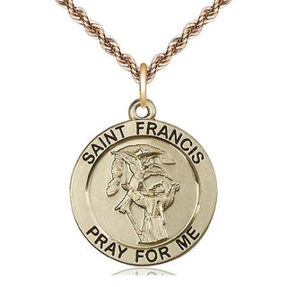 14kt Gold Filled Saint Francis of Assisi Medal Catholic Jewelry Engraved Catholic Saint Jewelry