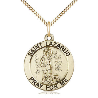 14kt Gold Filled Saint Lazarus Medal Catholic Jewelry Engraved Catholic Saint Jewelry