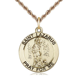 14kt Gold Filled Saint Lazarus Medal Catholic Jewelry Engraved Catholic Saint Jewelry