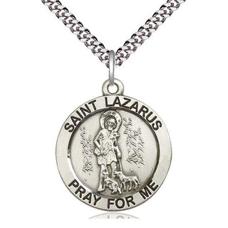 Sterling Silver Saint Lazarus Medal Catholic Jewelry Engraved Catholic Saint Jewelry