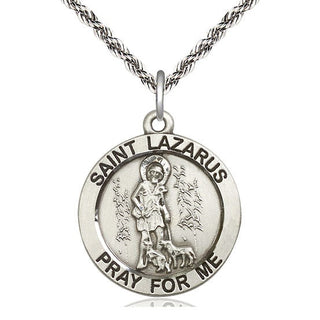Sterling Silver Saint Lazarus Medal Catholic Jewelry Engraved Catholic Saint Jewelry