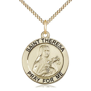 14kt Gold Filled Saint Theresa Medal Catholic Jewelry Engraved Catholic Saint Jewelry