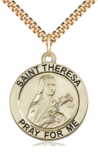 14kt Gold Filled Saint Theresa Medal Catholic Jewelry Engraved Catholic Saint Jewelry