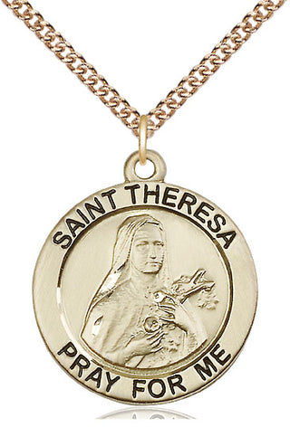 14kt Gold Filled Saint Theresa Medal Catholic Jewelry Engraved Catholic Saint Jewelry