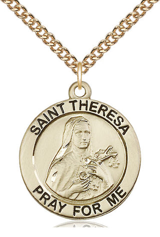 14kt Gold Filled Saint Theresa Medal Catholic Jewelry Engraved Catholic Saint Jewelry