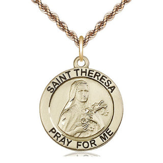 14kt Gold Filled Saint Theresa Medal Catholic Jewelry Engraved Catholic Saint Jewelry