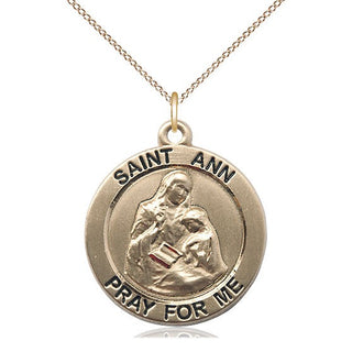 14kt Gold Filled Saint Ann Medal Catholic Jewelry Engraved Catholic Saint Jewelry