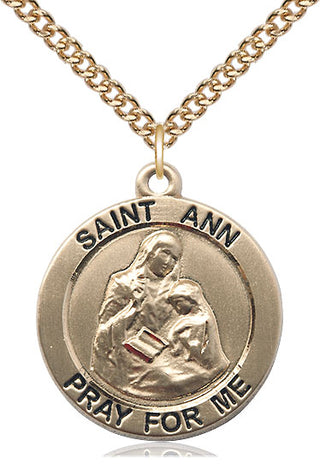 14kt Gold Filled Saint Ann Medal Catholic Jewelry Engraved Catholic Saint Jewelry