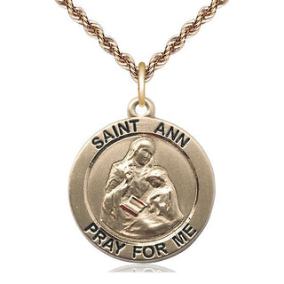 14kt Gold Filled Saint Ann Medal Catholic Jewelry Engraved Catholic Saint Jewelry