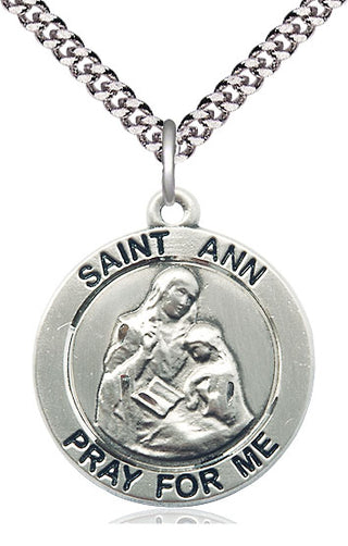 Sterling Silver Saint Ann Medal Catholic Jewelry Engraved Catholic Saint Jewelry