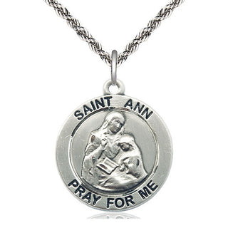 Sterling Silver Saint Ann Medal Catholic Jewelry Engraved Catholic Saint Jewelry