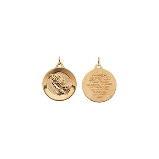 14K Yellow 21 mm Round Praying Hands Pendant