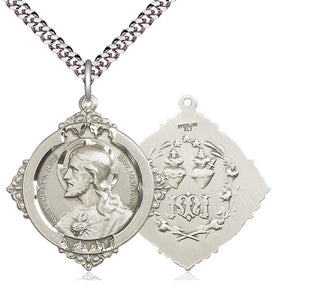 Sterling Silver Sacred Heart of Jesus Pendant Necklace