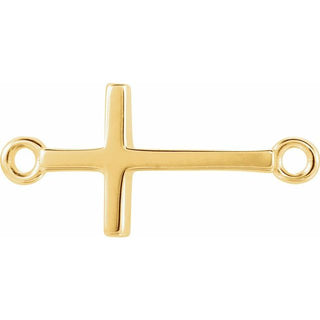 18K Yellow Off-Center Sideways Cross Necklace Center 