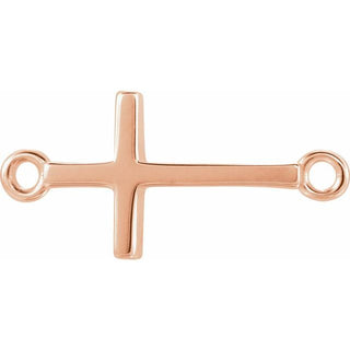 14K Rose Off-Center Sideways Cross Necklace Center 