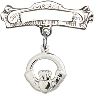 Sterling Silver Badge Pin Claddagh Baby Badge