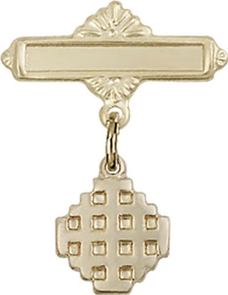 14kt Gold Filled Polished Badge Pin Jerusalem Cross Baby Badge