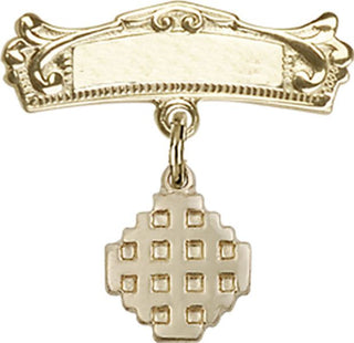 14kt Gold Filled Badge Pin Jerusalem Cross Baby Badge
