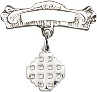 Sterling Silver Badge Pin Jerusalem Cross Baby Badge