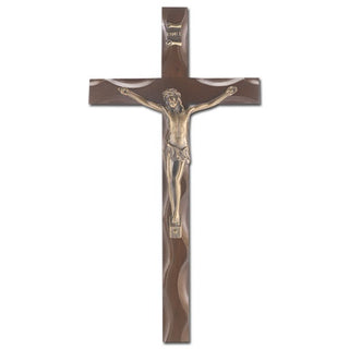 10" Walnut Crucifix with Antique Gold Corpus
