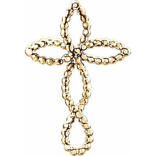 14K Yellow Beaded Cross Pendant 