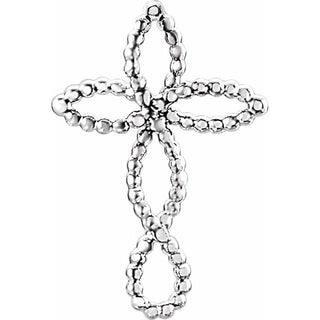 Platinum Beaded Cross Pendant 