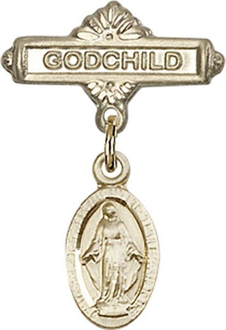 14kt Gold Filled Godchild Miraculous Baby Badge