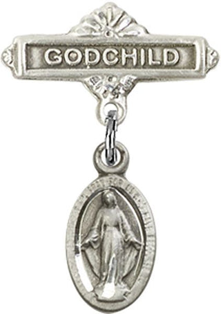 Sterling Silver Godchild Miraculous Baby Badge