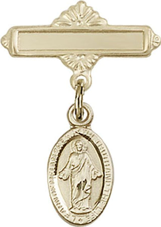 14kt Gold Filled Polished Badge Pin Scapular Baby Badge