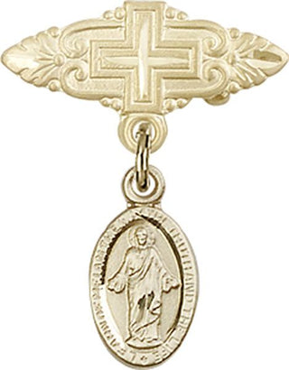 14kt Gold Filled Badge Pin With Cross Scapular Baby Badge
