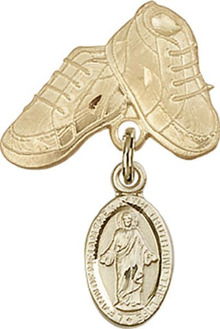 14kt Gold Filled Baby Boots Scapular Baby Badge