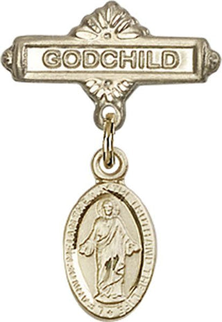 14kt Gold Godchild Scapular Baby Badge