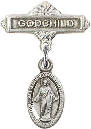 Sterling Silver Godchild Scapular Baby Badge