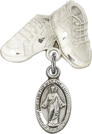 Sterling Silver Baby Boots Scapular Baby Badge