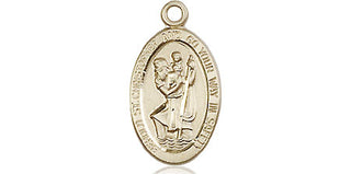 14kt Gold Filled Saint Christopher Medal Engraved Catholic Saint Jewelry