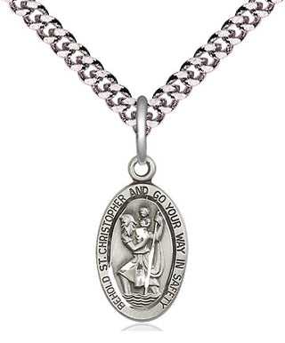 Pewter Saint Christopher Medal Religious Jewelry Engraved Catholic Saint Jewelry