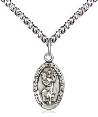 Sterling Silver Saint Christopher Medal Religious Jewelry Engraved Catholic Saint Jewelry