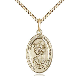 14kt Gold Filled Saint Christopher Medal Catholic Jewelry Engraved Catholic Saint Jewelry