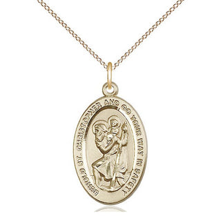 14kt Gold Filled Saint Christopher Medal Catholic Jewelry Engraved Catholic Saint Jewelry