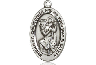 Pewter Saint Christopher Medal Engraved Catholic Saint Jewelry