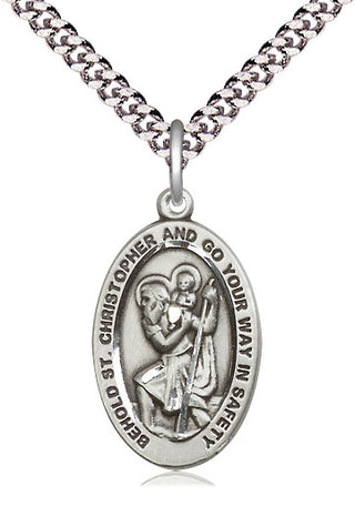 Pewter Saint Christopher Medal Catholic Jewelry Engraved Catholic Saint Jewelry