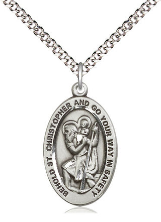 Pewter Saint Christopher Medal Catholic Jewelry Engraved Catholic Saint Jewelry