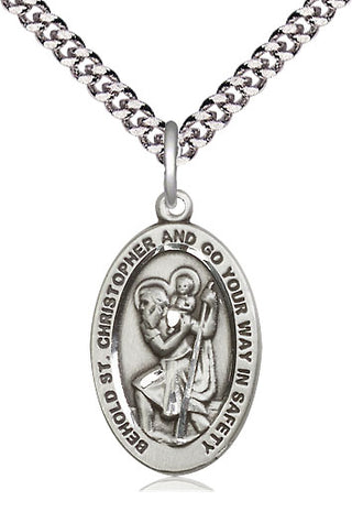 Pewter Saint Christopher Medal Catholic Jewelry Engraved Catholic Saint Jewelry